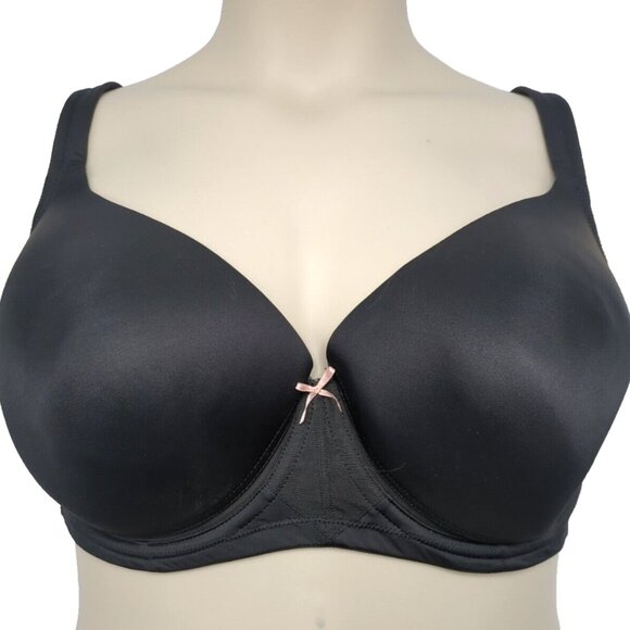 Lane Bryant Cacique Womens Bra Cool Bliss Balconette 50DD Black Underwire - Picture 7 of 10
